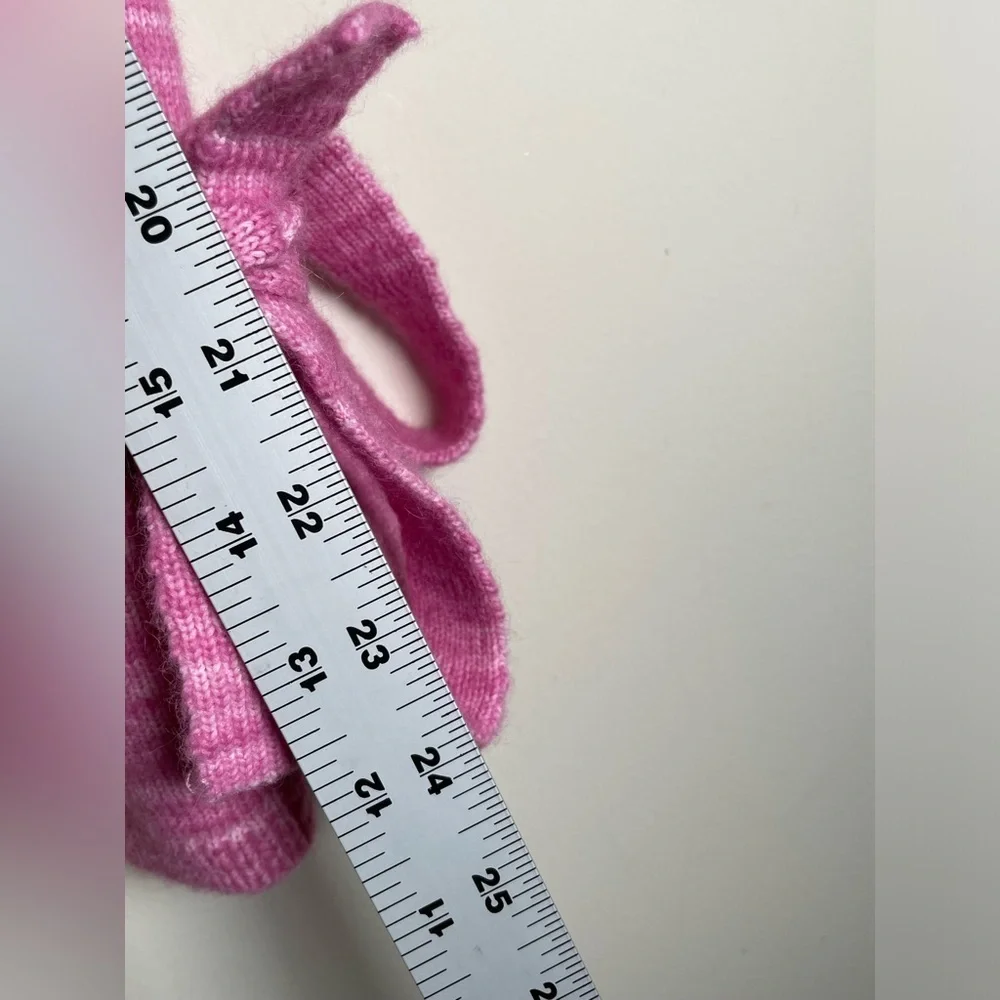 J. Crew Collection Women's Sz S Marled Pink Tie-Sleeve Wool Alpaca Crew sweater